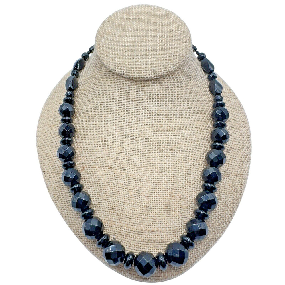 JAY KING DTR Black Onyx Necklace Faceted & Smooth Stone 925 Mine Finds 18"-20"